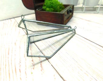 Stained glass airplane in minimalist style, decor for window or garden, Handmade airplane gift