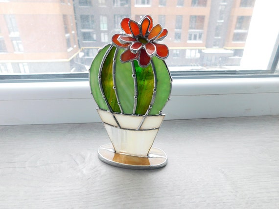 Stained Glass Cactus, 3D Succulent Handmade Figurine Suncatcher, Plant  Lover Gift - Etsy Norway