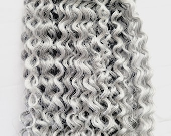 Braiding Hair: Silver Gray Brazilian Bohemian Curl Goddess Braids Wet and Wavy Human Hair Blend Bulk Braiding Hair 18" 24"