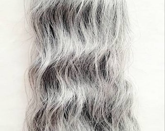 Braiding Hair: Silver Gray Brazilian Ocean Wave Wet and Wavy Human Hair Blend Bulk Braiding Hair 18" 24"