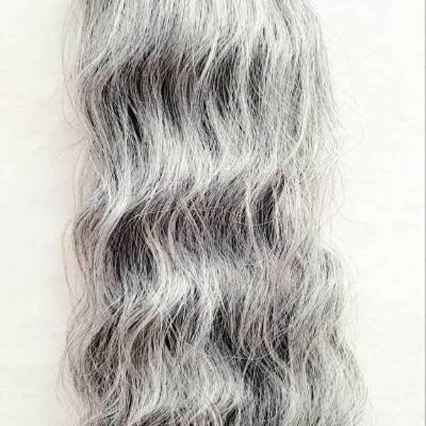 Braiding Hair: Silver Gray Brazilian Ocean Wave Wet and Wavy Human Hair Blend Bulk Braiding Hair 18" 24"