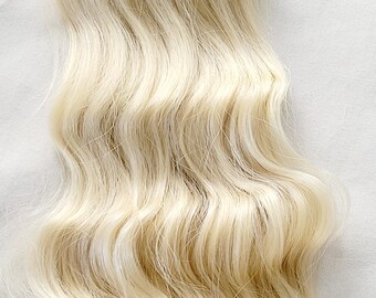 Braiding Hair: Brazilian Ocean Wave Wet and Wavy Human Hair Blend Bulk Braiding Hair 18" 24" Color 613 Blonde