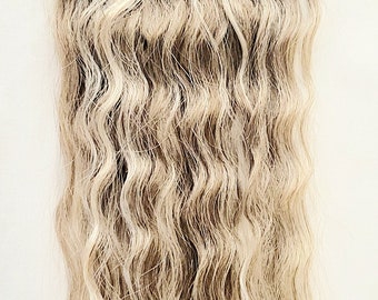 24"- 30" Malaysian Wave Wet and Wavy Human Hair Blend Bulk Braiding Hair Color Ash Blonde