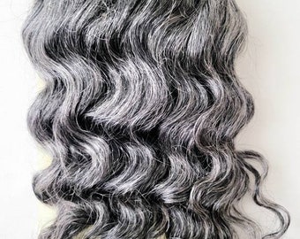 Salt n Pepper Gray Silver Remy Deep Wave 100% Human Hair Weave Hair Extensions Color 51- 10", 12", 14", 16"