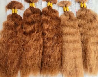 5 Pack Deal- 18" Wet and Wavy Human Hair Blend Bulk Color 30, color 27- 10 Bundles-