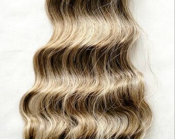 Brazilian Ocean Wave Wet and Wavy Human Hair Blend Bulk Braiding Hair 18" 24" Color Ash Blonde