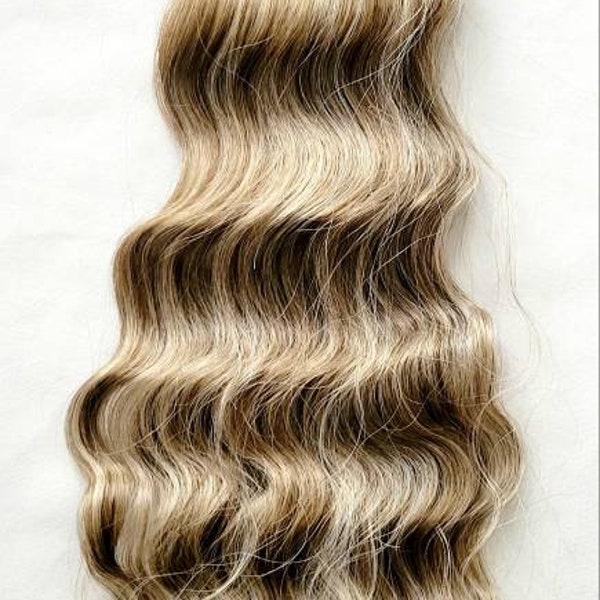 Brazilian Ocean Wave Wet and Wavy Human Hair Blend Bulk Braiding Hair 18" 24" Color Ash Blonde