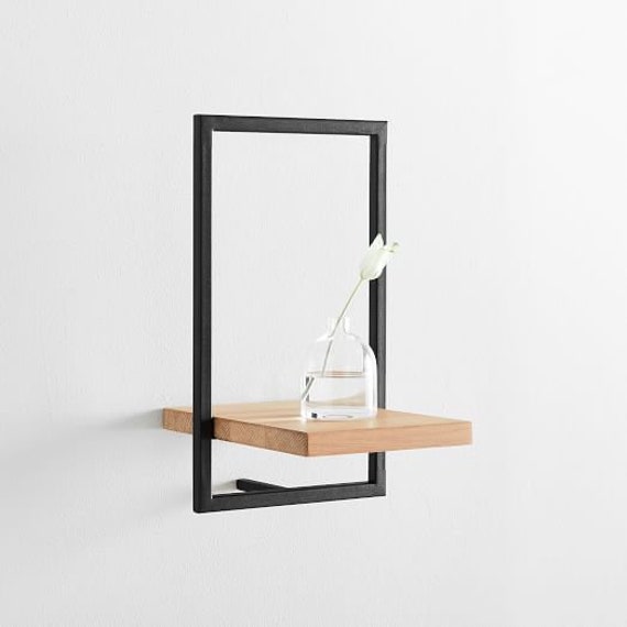 Floating Wall Shelf With Metal Frame Decorative Wooden Open Etsy