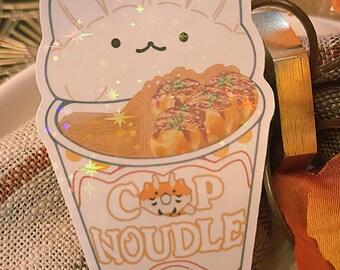 Dumpling Cat Cap Noudle Sticker