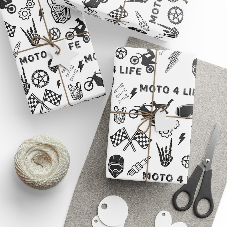 Papel de regalo para Moto 4 Life, papel de regalo para cumpleaños, papel de regalo para motocross, papel de regalo para motos de cross, papel de regalo para motos de cross, motocross imagen 6