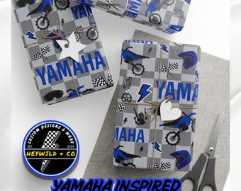 Papel de regalo con temática de motos de cross de Yamaha, papel de regalo personalizado, papel de regalo de motocross, papel de regalo de motos de cross, Yamaha, regalo de motocross
