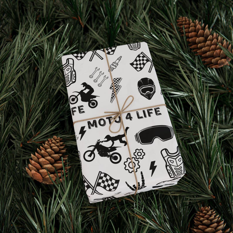 Papel de regalo para Moto 4 Life, papel de regalo para cumpleaños, papel de regalo para motocross, papel de regalo para motos de cross, papel de regalo para motos de cross, motocross imagen 8