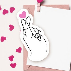 Korean Finger Heart Vinyl Bubble-free sticker