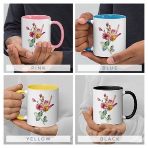 Deaf Pride American Sign Language I Love You Floral Mug image 3