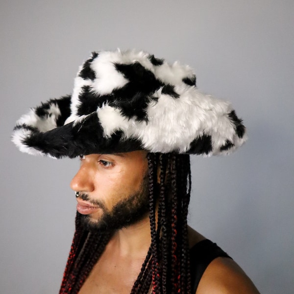 The Cosmic Disco Fur Cowboy Hat - Rave Outfit - Festival Fashion - Performance and Drag Costume by The Disco Spirits