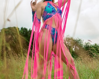 The Em Tassel Top - Neon Colourful Fringe - Rave Outfit - Festival Fashion - Performance and Drag Costume by The Disco Spirits