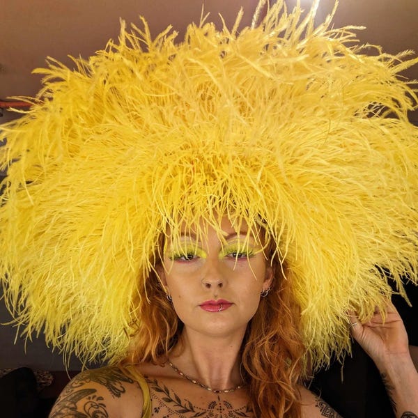 Handmade Ostrich & Marabou Feather Sun Hat – Rave Festival Costume