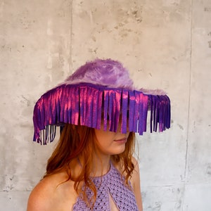 lilac fur purple tassel cowboy hat