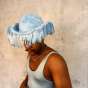 baby blue tassel cowboy hat
