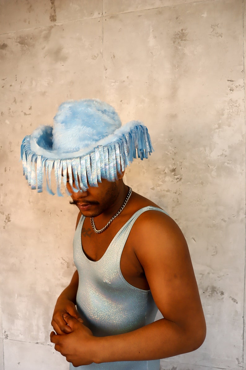 baby blue tassel cowboy hat