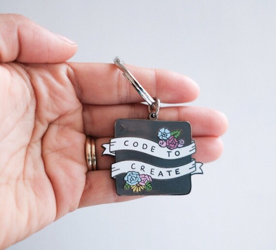Programmer, Developer, Software Engineer "Code To Create" Enamel Keychain