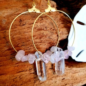 Quartz with rose quartz hoops