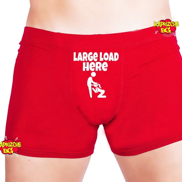Large Load Here, Mens Naughty Boxers Brief,Funny Husband Boxer Gift,Anniversary Gift,Honeymoon Outfit,Funny Mens Underwear,Valentines Day