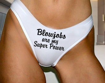 Blowjobs Are My Power Crotchless Thong,Naughty Sexy Panties, Lingerie For Sex, See Through Thong, Open Crotch Thong,Sex Gift For Her,Hotwife