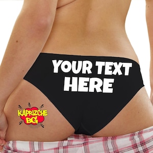 Custom Personalized Panties With Your Text , Custom Printed Booty Panties , Personalized Womens Underwear , Naughty Panties , Cumslut Panty