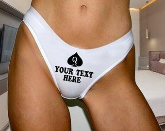 Custom Personalized QOS Panties With Your Text Custom Printed Thong Pantie Personalized Womens Underwear Naughty Panties Queen Of Spades