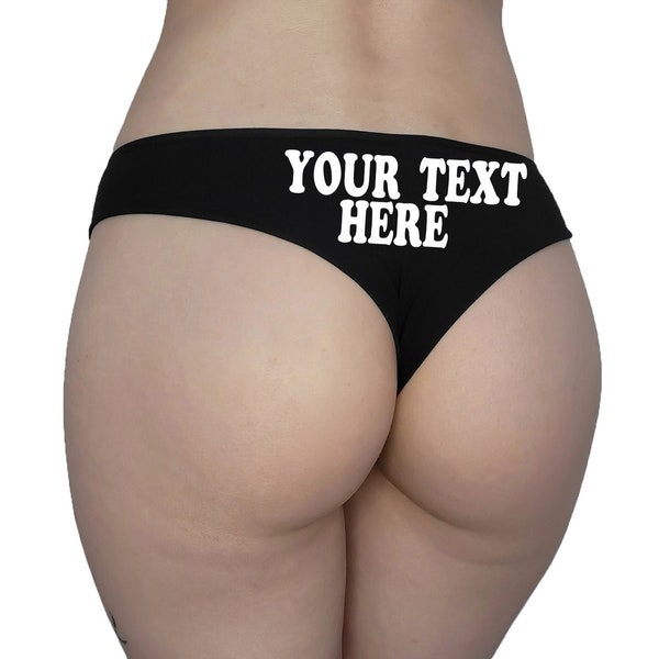 Custom Booty Shorts Personalized With Your Words, Custom Personalized Bootyshorts , Naughty Panties, Your Text On Thong, Fetish Lingerie