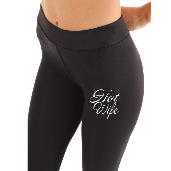 Hot Wife Leggings And T Shirt , Personalized Yoga Pants,Hotwife Clothing ,Cotton Black Leggings,Organic Leggings,Gym Panty,Woman Workout Set
