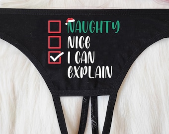 Christmas Lingerie , I Can Explain ,Custom Personalized Thong,Naughty Christmas Panties,Christmas Underwear,Naughty Christmas Panty