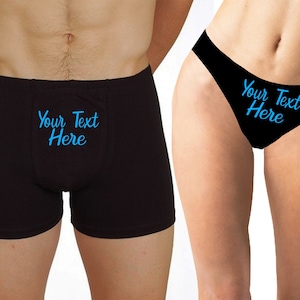Your Text Couple Matching Underwear,Valentines Day Gift , Naughty Panties And Men Boxers Brief, Gift For Him And Her , Funny Panties