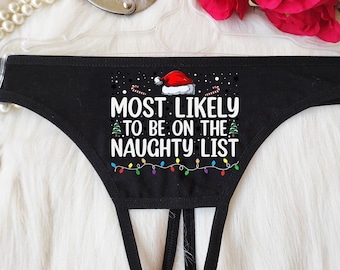 Christmas Lingerie , Merry Christmas Panties,Custom Personalized Thong,Naughty Christmas Panties,Christmas Underwear,Naughty Christmas Panty
