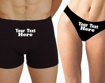 Your Text Couple Matching Underwear,Valentines Day Gift , Naughty Panties And Men Boxers Brief, Gift For Him And Her , Funny Panties