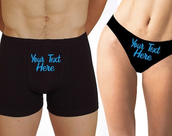 Conjunto de roupa íntima combinando para casal, presente de Dia dos Namorados, calcinhas ousadas e cuecas boxer masculinas, presente para ele e para ela, calcinhas divertidas