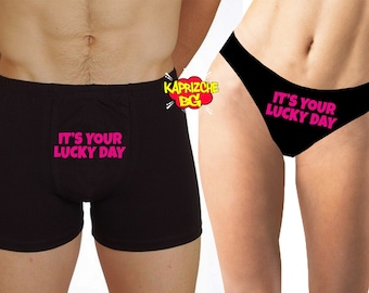 Your Lucky Day Sexy Couple Matching Underwear, Valentines Day Gift, Matching Underwear Couple Set, His And Hers Underwear, Matching Undies