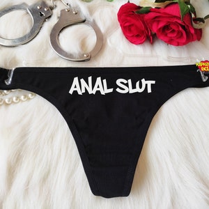 Anal Schlampe Tanga Höschen schwarz Sexy Tanga Höschen G-String, Anal Königin Zapfen freches Kinky Höschen Geschenk für sie Geschenk für heiße Frau