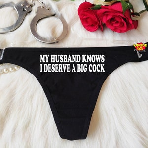 My Husband Knows,Black Sexy Thong Panties,Kinky Panties, Naughty Panty,Submissive ,DDLG,BDSM Panties,BBC Only ,Queen Of Spades, V Day gift