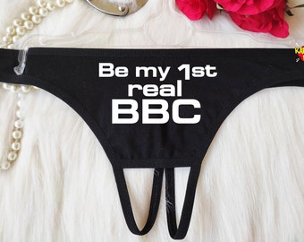Be My First BBC,Sexy Crotchess Thong, Black Big Dick , Mature BDSM Panties, Whore Panties, Erotic G-String  ,Naughty Lingerie, Kinky Panties