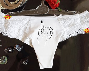 Personalized Bridal Lace Thong Bride Panty, Wedding Lace Thong, Bridal Shower Gift, Bachelorette Lingerie, Bridal Thong , Wedding Underwear