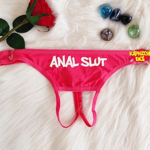 Anal Slut, Crotchless Panty, Fetish Underwear, Naughty Gift For Hotwife, Kinky Slutty Panties, Graphic Panties, Cuckold Lingerie, DDLG