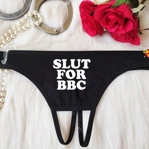 Slut For BBC Sexy Crotchess Thong, Black Big Dick , Mature BDSM Panties, Whore Panties, Erotic G-String  ,Naughty Lingerie, Kinky Panties
