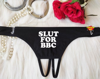 Slut For BBC Sexy Crotchess Thong, Black Big Dick , Mature BDSM Panties, Whore Panties, Erotic G-String  ,Naughty Lingerie, Kinky Panties