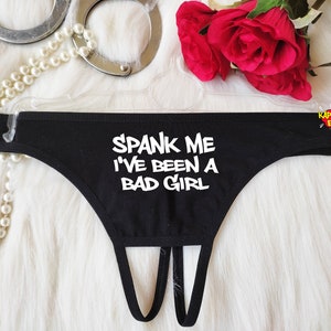 Tanga sin entrepierna Spank Me, tanga negra sexy, tanga, tanga personalizada, bragas personalizadas, tanga grosera, bragas fetichistas de azotes