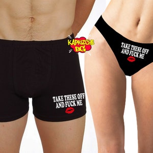 Take These Off Couple Matching Underwear, Naughty Panties And Men Boxers,Gift For Him And Her, Funny Panties,Valentines Gift For Men,For Her
