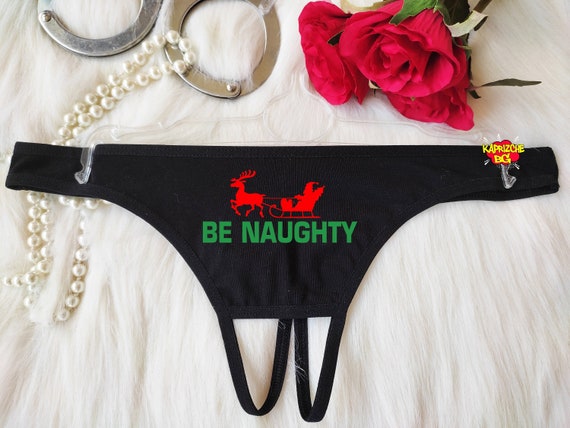 crotchless sexy christmas lingerie Be Naughty Bad Girl, Sexy Christmas Panties , Party Holiday Gift , Panty  Xmas, Womens Christmas Lingerie, Naughty Girl Crotchless Thong