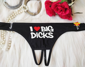 Ik hou van grote lullen stringslip zonder kruis, zwarte sexy stringslip, string, valentijnscadeau sexy cadeau, aangepast slipje, cadeau voor hoe vrouw
