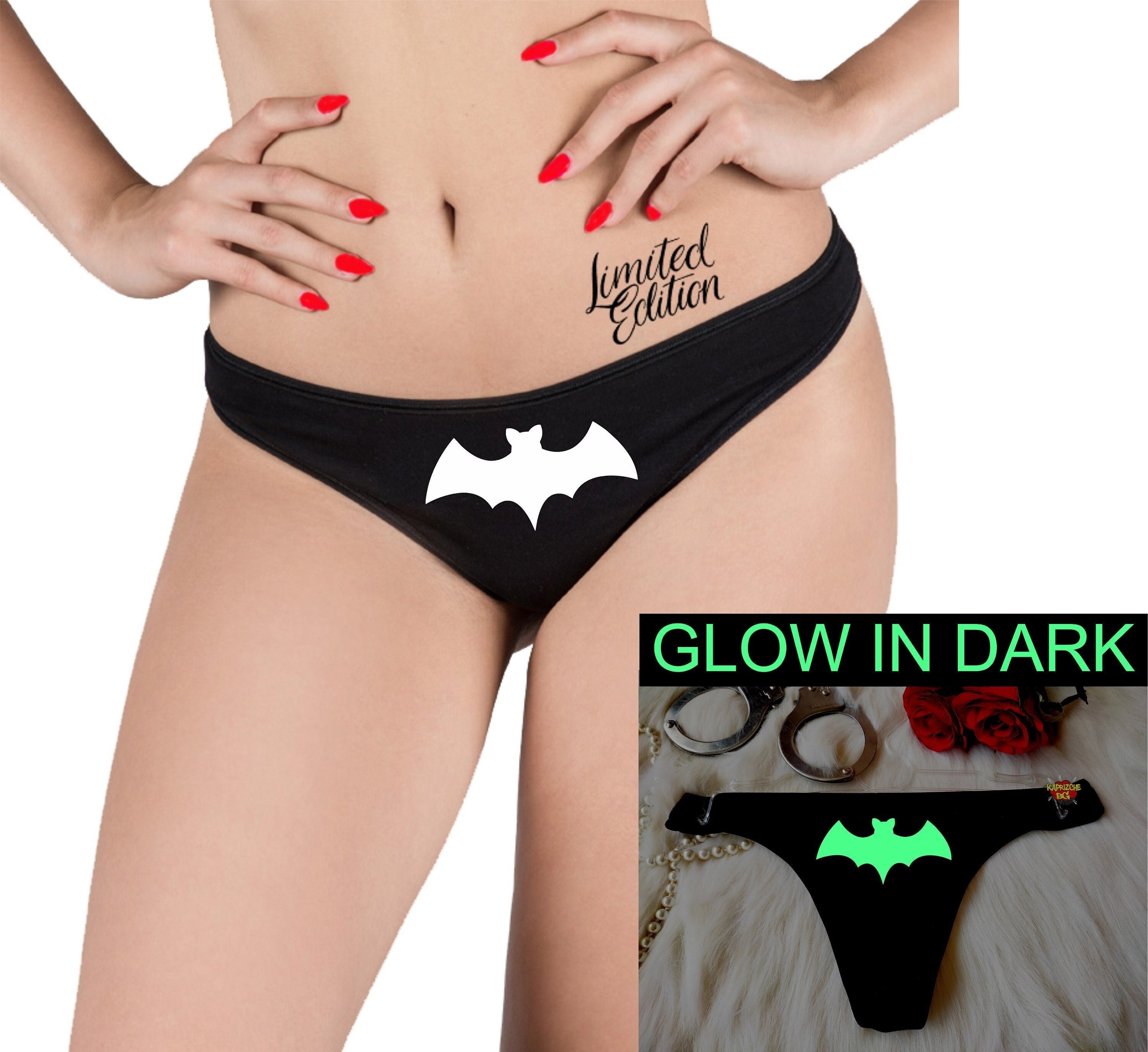 Halloween Bat Thong, Vampire Bat Spooky Panties, Black Sexy Thong, Glow in  Dark, Crotchess Lingerie, Custom Panty, Sexy Gift for Halloween 